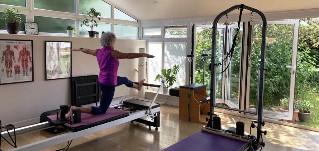 bridge-centre-derby-pilates-studio-2 Client exercising in the Pilates Studio at the Bridge Centre for Natural Health, Mickleover, Derby